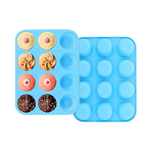 แม่พิมพ์ซิลิโคน nonstick สำหรับ cakemuffin กระทะ12ถ้วยแม่พิมพ์อบอาหารเกรด BPA-Free มัฟฟินโฮมเมดเค้กไข่กัดเครื่องมือเค้ก - Product Image 1