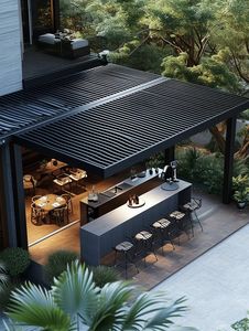 Toit de pergola de patio extérieur imperméable et coupe-vent Gazebo à cadre métallique facile à assembler Fonctionnalité d'ouverture et de fermeture - Product Image 5