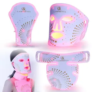 Belleza Uso en el hogar Belleza Terapia de luz facial Dispositivo facial Led de silicona Máscaras blanqueadoras antiarrugas rojas para el cuello Máscara de mano