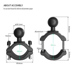Black Aluminum Alloy <b>Stand</b> 1.5 Inch Ball Mount Adjustable 360 Degree Rotating Mobile Phone for Motorcycle Handlebar - Product Image 4