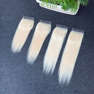 Closure en dentelle HD 6x6, blond 613, cheveux lisses et longs, sans nœuds, sans perte, 100% cheveux humains brésiliens, closure frontale en dentelle HD - Product Image 3