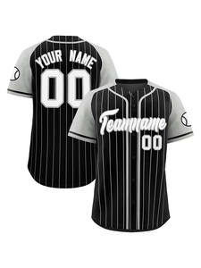 T-shirts de sport rayés bicolores de haute qualité pour hommes et femmes, numéros et noms personnalisables, uniformes de baseball - Product Image 4
