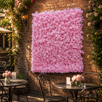 Mur de fleurs artificielles enroulable Rose Rose, toile de fond en plastique, décor floral mixte fait main pour mariage, fête, événement