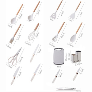 Khả Năng Chịu Nhiệt 19 Pcs Nhà Bếp Nấu Ăn Công Cụ Bằng Gỗ Xử Lý Silicone Đồ Dùng Nhà Bếp Thiết Lập Với Thớt Lưu Trữ Hội Đồng Quản Trị Xô - Product Image 6
