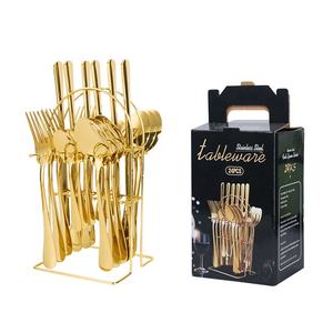 Juego de cubiertos dorados de lujo, cuchillo, tenedor, cuchara, caja de regalo, <span class=keywords><strong>2023</strong></span> - Product Image 1