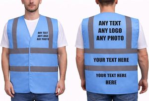 Gilet de sécurité haute visibilité bleu ciel, respirant, en maille, avec bande réfléchissante, pour travaux de construction, travaux routiers, personnel d'événements, logo personnalisé - Product Image 3