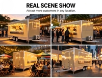 Remorque alimentaire carrée en acier inoxydable et fibre de verre 2026, cuisine complète, camion de restauration rapide, camion de barbecue, camion de glaces, bonbons, chips, hot-dogs, bière