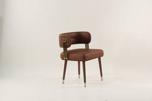 Silla de café tapizada de diseño moderno de mediados de siglo, comodidad de madera contrachapada, silla de comedor de Cricket, nogal para cocina, restaurante, hotel - Product Image 4