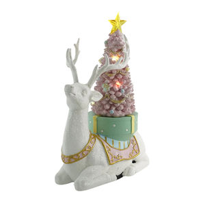 กวางเรซิ่นเรืองแสงหลากสีพร้อมต้นไม้หมุนและเสียงเพลง ของตกแต่งคริสต์มาสสำหรับวางบนโต๊ะ ใช้ภายในอาคาร - Product Image 3