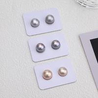 Perles d'eau douce de qualité AAAA de 11,5 à 12 mm, en forme de bouton/pain, de couleur rose/gris, en vrac, à moitié percées