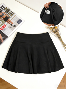 4-Piece Women's Casual Summer Sports Skirt Set with Pockets Regular Waist A-Line Design Milk Fiber Comfortable Knitted - Product Image 6