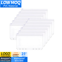 Vente en gros de limes transparentes étanches en plastique PVC A6, pochette à fermeture éclair, 6 anneaux, feuilles mobiles, classeur