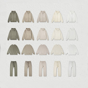 Custom 445 GSM Cotton Blend Full <b>Zip</b> Hoodie Set Heavyweight Sweatshirt Sweatpants Autumn Winter Factory Wholesale Men Tracksuit - Product Image 3