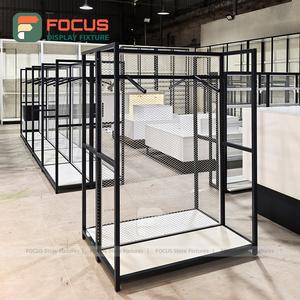 Exhibidor de Malla Metálica Negra Resistente para Minoristas, Estante Abierto para Exhibición de Ropa, Accesorios de Interior para Tiendas - Product Image 1