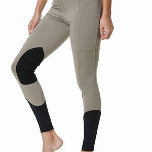 Pantalon d'équitation pour femme avec empiècements en silicone aux genoux, taille haute et poches, idéal pour le saut d'obstacles et le dressage - Product Image 2