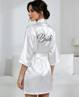Robe de nuit kimono en polyester respirant de couleur unie pour femme, idéale pour les mariages, les maquillages et les demoiselles d'honneur, collection Printemps