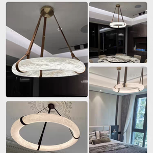 Lámpara de Araña de Mármol Alabastro Translúcido Importada de <span class=keywords><strong>España</strong></span>, Lámparas de Cuero Artístico, Lámpara Colgante de Lujo para Decoración del Hogar, Sala de Estar de Hotel - Product Image 3