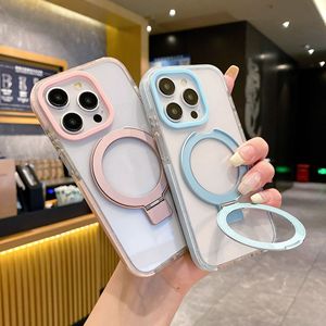 Nam Châm Đứng Chủ Hybric Long Lanh Bột Cover Quay Lại Cho <span class=keywords><strong>Iphone</strong></span> 12 13 14 15 16 Cộng Với Pro Max <span class=keywords><strong>Bumper</strong></span> Rõ Ràng Trường Hợp Điện Thoại - Product Image 3