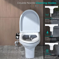 Fixation Bidet de Toilettes Mécanique Non Électrique à Double Buse, Eau Froide et Chaude, Auto-Nettoyante, En Gros