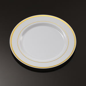 Xueli Premium oro <span class=keywords><strong>usa</strong></span> <span class=keywords><strong>e</strong></span> <span class=keywords><strong>getta</strong></span> piatti di plastica cena Dessert piatti piatto d'oro bordo nozze rotonda ciotola cinese - Product Image 3