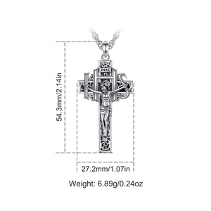 <span class=keywords><strong>Collier</strong></span> Crucifix Jésus en Laiton Plaqué <span class=keywords><strong>Argent</strong></span> Vieilli, Pendentif Croix INRI IHS, Médaille Religieuse Catholique, Bijou Pendentif - Product Image 2