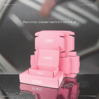 Maßgefertigte Bronzierte Versandbox aus Recyclingmaterialien Rosa Karton Personalisiertes Abonnement-Logo Faltbares Design 2mm Dicke