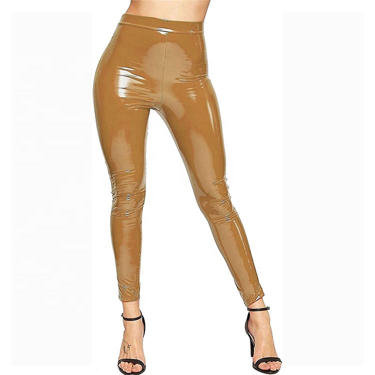 brown vinyl leggings