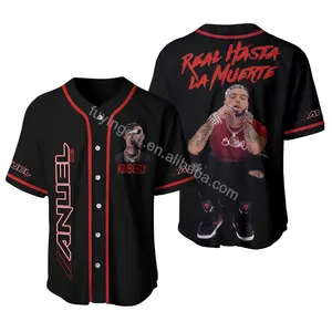 Factory Price Custom Anuel AA Real Hasta La Muerte Vintage Jersey Shirt Graphic Tees Rapper Black Baseball Jersey