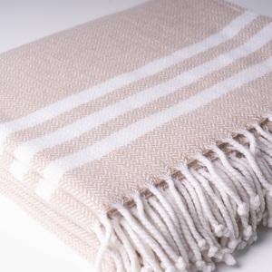 Usine En Gros Classique 100% Laine Turc Fouta Serviettes 140X200 + 2X10cm Couvertures Premium - Product Image 4