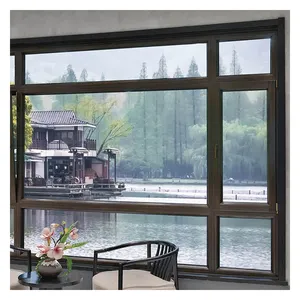 Le finestre a battente in alluminio rivestite di alta qualità personalizzate a manovella in legno sono economiche