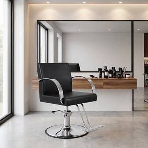 Chaise de styliste noire, hydraulique, inclinable, portable, réglable en hauteur, en cuir PU durable, écologique, légère, rotation à 360 degrés - Product Image 1