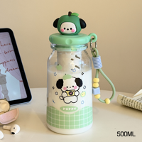 Lastic Waterfles Schattige appelvormige cartoon Kawaii fruitinfuser beker met zeef thee koude brouw fles voor school kantoor
