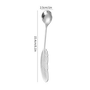 Cuillère à café au design moderne, cuillère à dessert en acier inoxydable 304, cuillère à glace, cuillère à thé exquise en forme de plume - Product Image 2