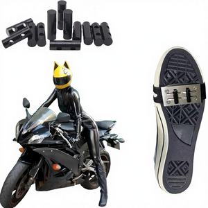 QCUTIANS Couvre-chaussures de moto et protections anti-choc avec glissières, pour friction de semelle, protection contre les flammes et les étincelles, en métal/caoutchouc, lot de 5 pièces, pour l'extérieur - Product Image 1