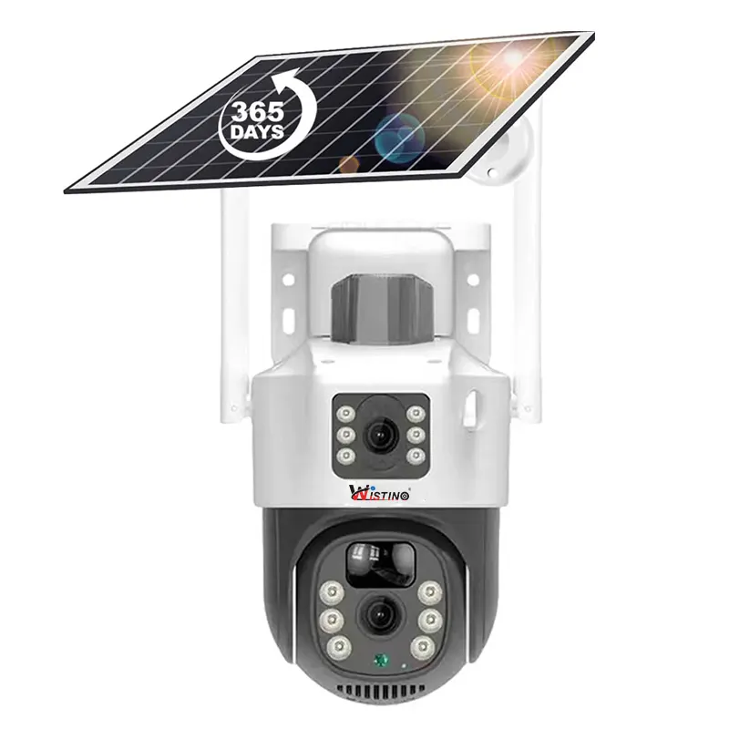 Wistino 6mp V380pro Outdoor Dual Lens 4G Cctv Camera Waterdicht Auto Tracking Bewegingsdetectie Alarmerende 4G Zonnecamera