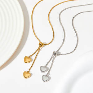 Collar colgante de moda chapado en oro PVD de 14K y 18K, de acero inoxidable 316L personalizado, joyería fina, collar tipo lariat con forma de corazón para mujer. - Product Image 1