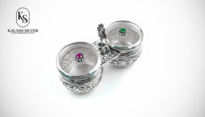 Recipiente de tuercas decorativas de plata 925 con detalles en piedras preciosas-Elegante tamaño de 3 pulgadas, 319 GM-Perfecto para regalar y decorar el hogar - Product Image 4