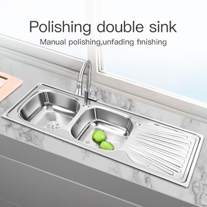 Bồn rửa bằng thép không gỉ Nhà cung cấp 24 inch rộng <span class=keywords><strong>Top</strong></span> núi non-Scratch 304 Bát đôI thép không gỉ bồn rửa nhà bếp với ban cống - Product Image 3