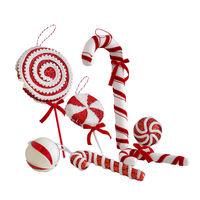 Décoration de fenêtre en forme de sapin de Noël en plastique écologique rouge et blanc à suspendre