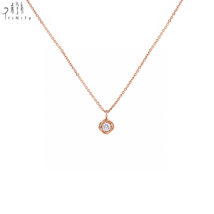 Collar con Colgante de Diamante Natural en Oro Rosa Sólido de 18K, Joyería Fina Delicada, Muy Popular, para Uso Diario - Product Image 1