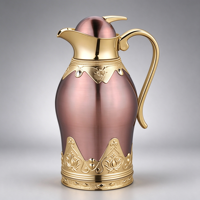Thermos isotherme arabe personnalisé en or et argent, style Dallah, avec intérieur en verre rose pour café arabe