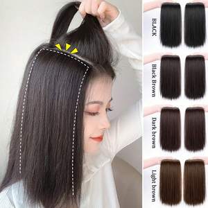 Perruque de marques nationales, cheveux raides, densité 130%, base en dentelle, brun clair, brun foncé, noir naturel, noir, fibre haute température - Product Image 3
