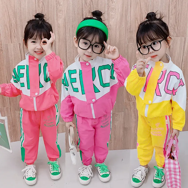 2023 Wholesale Toddler Girl Clothes Cute Kids Tracksuit Baby Clothes Long Sleeve Cotton Sweet Girl Jacket Baby Set Clothing