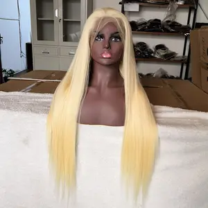 613 Blonde Transparent Lace Frontal Wigs 100% Unprocessed Virgin Brazilian Straight Human Hair 13x4 PrePlucked Front Closure Wig