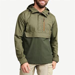 Wholesale OEM Service <b>Men's</b> Casual Windproof Hooded <b>Jacket</b> High Quality <b>Lightweight</b> Nylon/Cotton Outwear Multiple Pockets Zipper - Product Image 1