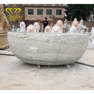 Design moderno Square Oval Massagem Spa 2m Long Pedra Natural Banheira para Apartamento Hotel Quarto Banheiro Cozinha inclui escorredor - Product Image 1
