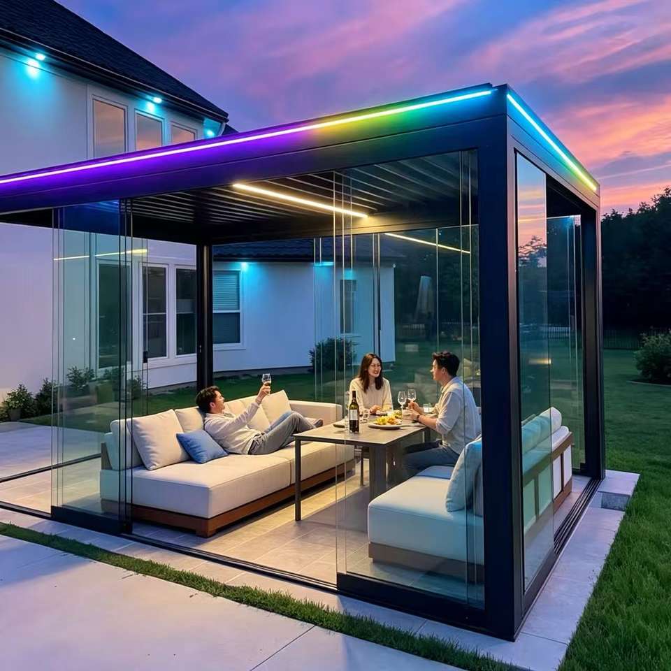 Luxury Modern Motorized Aluminum Gazebo Bioclimatic Adjustable Roof ...