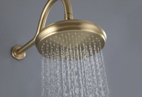 Ensemble de douche moderne WEIHAO en laiton massif brossé or, haute pression, économie d'eau, 3 fonctions, avec douchette pluie, robinet de baignoire et douchette à main