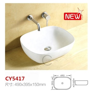 Lavabo Cuadrado de Cerámica Blanca de Varios Tamaños, Lavabo Portátil - Product Image 2