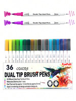 March EXPO fournitures scolaires aquarelle pinceau stylo personnalisé 36 couleurs double pointe pinceau marqueur stylo marqueur d'art coloré stylo Fineliner